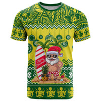 Cook Islands Christmas T Shirt Santa Beach Meri Kiritimiti LT9 Green - Polynesian Pride