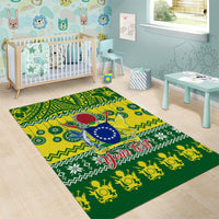 Personalised Cook Islands Christmas Area Rug Santa Beach Meri Kiritimiti LT9 - Polynesian Pride