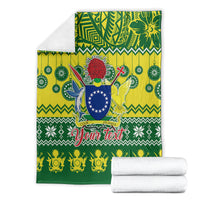 Personalised Cook Islands Christmas Blanket Santa Beach Meri Kiritimiti LT9 - Polynesian Pride