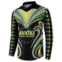 Custom Rugby Cook Islands Avaiki Button Sweatshirt Black Kuki Airani Tribal Maori Inspired LT9 - Polynesian Pride