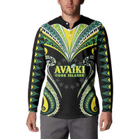Custom Rugby Cook Islands Avaiki Button Sweatshirt Black Kuki Airani Tribal Maori Inspired LT9 - Polynesian Pride