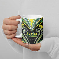 Custom Rugby Cook Islands Avaiki Ceramic Mug Black Kuki Airani Tribal Maori Inspired LT9 - Polynesian Pride