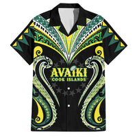 Custom Rugby Cook Islands Avaiki Family Matching Off The Shoulder Long Sleeve Dress and Hawaiian Shirt Black Kuki Airani Tribal Maori Inspired LT9 Dad's Shirt - Short Sleeve Black - Polynesian Pride