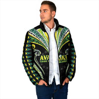 Custom Rugby Cook Islands Avaiki Padded Jacket Black Kuki Airani Tribal Maori Inspired LT9 - Polynesian Pride