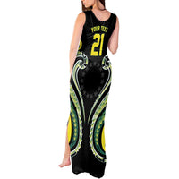 Custom Rugby Cook Islands Avaiki Tank Maxi Dress Black Kuki Airani Tribal Maori Inspired LT9 - Polynesian Pride