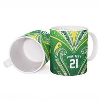 Custom Rugby Cook Islands Avaiki Ceramic Mug Green Kuki Airani Tribal Maori Inspired LT9 - Polynesian Pride