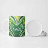 Custom Rugby Cook Islands Avaiki Ceramic Mug Green Kuki Airani Tribal Maori Inspired LT9 - Polynesian Pride