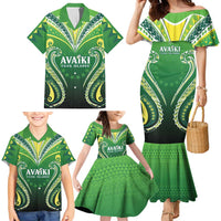 Custom Rugby Cook Islands Avaiki Family Matching Mermaid Dress and Hawaiian Shirt Green Kuki Airani Tribal Maori Inspired - Polynesian Pride
