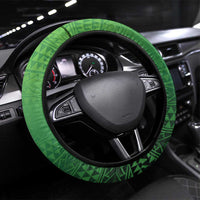 Rugby Cook Islands Avaiki Steering Wheel Cover Green Kuki Airani Tribal Maori Inspired LT9 Universal Fit Green - Polynesian Pride