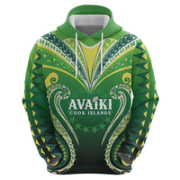 Custom Rugby Cook Islands Avaiki Zip Hoodie Green Kuki Airani Tribal Maori Inspired LT9 - Polynesian Pride