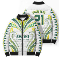Custom Rugby Cook Islands Avaiki Bomber Puffer Jacket White Kuki Airani Tribal Maori Inspired LT9 - Polynesian Pride
