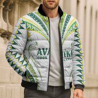 Custom Rugby Cook Islands Avaiki Bomber Puffer Jacket White Kuki Airani Tribal Maori Inspired LT9 - Polynesian Pride