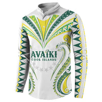 Custom Rugby Cook Islands Avaiki Button Sweatshirt White Kuki Airani Tribal Maori Inspired LT9 - Polynesian Pride