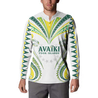 Custom Rugby Cook Islands Avaiki Button Sweatshirt White Kuki Airani Tribal Maori Inspired LT9 - Polynesian Pride