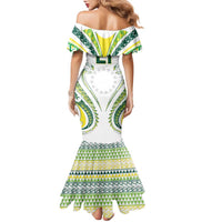 Custom Rugby Cook Islands Avaiki Family Matching Mermaid Dress and Hawaiian Shirt White Kuki Airani Tribal Maori Inspired - Polynesian Pride