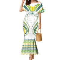 Custom Rugby Cook Islands Avaiki Mermaid Dress White Kuki Airani Tribal Maori Inspired LT9 Women White - Polynesian Pride