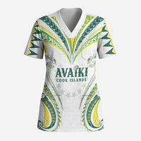 Custom Rugby Cook Islands Avaiki Scrub Top White Kuki Airani Tribal Maori Inspired LT9 Adult White - Polynesian Pride