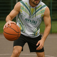 Custom Rugby Cook Islands Avaiki Sleeveless Hoodie White Kuki Airani Tribal Maori Inspired LT9 - Polynesian Pride