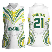 Custom Rugby Cook Islands Avaiki Women Sleeveless Polo Shirt White Kuki Airani Tribal Maori Inspired LT9 - Polynesian Pride