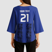Custom Oceania Football NZ Auckland Kimono Sleeve Blouse Maori Tribal Pattern