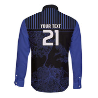 Custom Oceania Football NZ Auckland Long Sleeve Button Shirt Minimal City Map Style