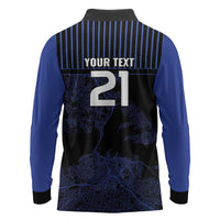 Custom Oceania Football NZ Auckland Long Sleeve Polo Shirt Minimal City Map Style