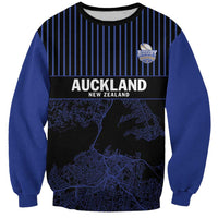 Custom Oceania Football NZ Auckland Sweatshirt Minimal City Map Style LT9 Unisex Blue - Polynesian Pride
