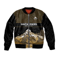 Custom Oceania Football NZ South Island Bomber Jacket Minimal Mount Cook Silhouette