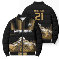 Custom Oceania Football NZ South Island Bomber Puffer Jacket Minimal Mount Cook Silhouette