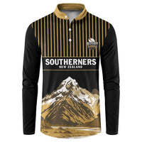 Custom Oceania Football NZ South Island Button Sweatshirt Minimal Mount Cook Silhouette LT9 Black - Polynesian Pride