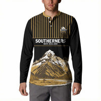 Custom Oceania Football NZ South Island Button Sweatshirt Minimal Mount Cook Silhouette LT9 - Polynesian Pride