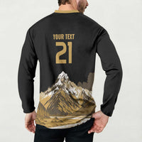Custom Oceania Football NZ South Island Button Sweatshirt Minimal Mount Cook Silhouette LT9 - Polynesian Pride