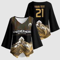 Custom Oceania Football NZ South Island Kimono Sleeve Blouse Minimal Mount Cook Silhouette LT9 - Polynesian Pride