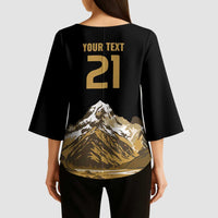 Custom Oceania Football NZ South Island Kimono Sleeve Blouse Minimal Mount Cook Silhouette LT9 - Polynesian Pride