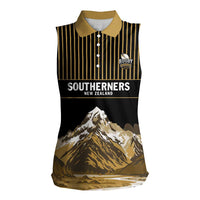 Custom Oceania Football NZ South Island Women Sleeveless Polo Shirt Minimal Mount Cook Silhouette