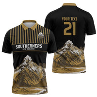 Custom Oceania Football NZ South Island Zipper Polo Shirt Minimal Mount Cook Silhouette LT9 - Polynesian Pride