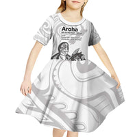 Aroha Maori Language Kid Short Sleeve Dress Te Reo Maori Inspired Art LT9 - Polynesian Pride