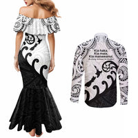 Kia Haka Maori language Couples Matching Mermaid Dress and Long Sleeve Button Shirt Te Reo Maori Inspired Art