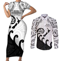 Kia Haka Maori language Couples Matching Short Sleeve Bodycon Dress and Long Sleeve Button Shirt Te Reo Maori Inspired Art