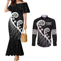 Kia Mau Ki To Ukaipo Couples Matching Mermaid Dress and Long Sleeve Button Shirt Te Reo Maori Koru Fern Art