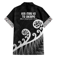 Kia Mau Ki To Ukaipo Family Matching Off The Shoulder Long Sleeve Dress and Hawaiian Shirt Te Reo Maori Koru Fern Art