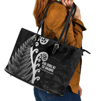Kia Mau Ki To Ukaipo Leather Tote Bag Te Reo Maori Koru Fern Art