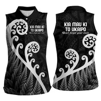 Kia Mau Ki To Ukaipo Women Sleeveless Polo Shirt Te Reo Maori Koru Fern Art
