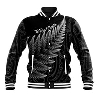 New Zealand Te Reo Māori Baseball Jacket Simple Black Fern