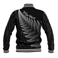 New Zealand Te Reo Māori Baseball Jacket Simple Black Fern
