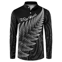 New Zealand Te Reo Māori Button Sweatshirt Simple Black Fern