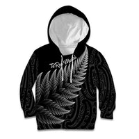 New Zealand Te Reo Mori Kid Hoodie Simple Black Fern LT9 Hoodie Black - Polynesian Pride