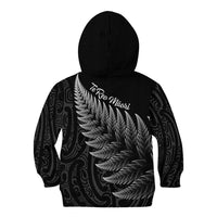 New Zealand Te Reo Mori Kid Hoodie Simple Black Fern LT9 - Polynesian Pride