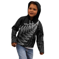 New Zealand Te Reo Mori Kid Hoodie Simple Black Fern LT9 - Polynesian Pride