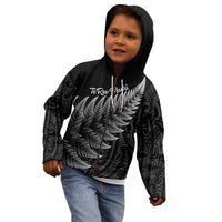 New Zealand Te Reo Mori Kid Hoodie Simple Black Fern LT9 - Polynesian Pride